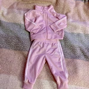 adidas pink 2 piece jumpsuit (6 months)